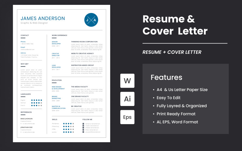 Clean Resume And Cover Letter Template Resume Template