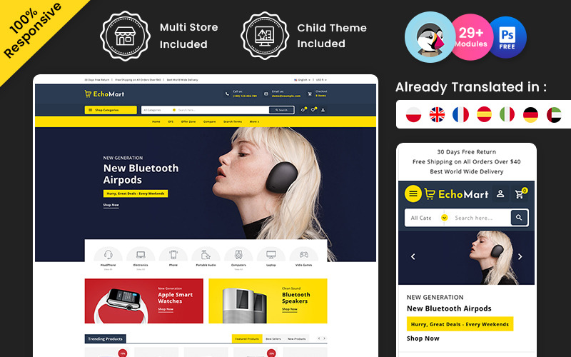 Echomart - Electronics and Computers Multipurpose Prestashop Theme PrestaShop Theme