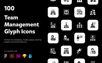 100 Team Management solid icons