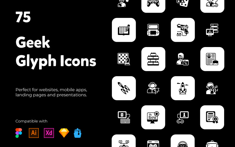 75 trendy Geek solid icons Icon Set