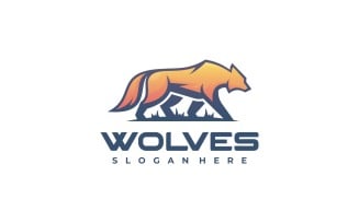 Wolf Mascot Gradient Logo