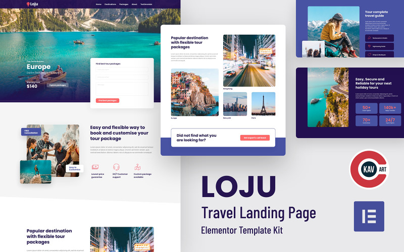 Loju – Travel Landing Page Elementor Template Kit Elementor Kit