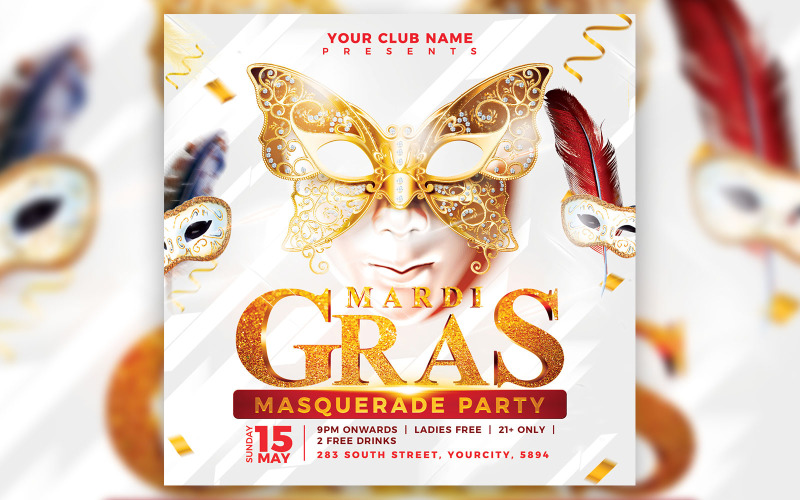 Mardi Gras Party Flyer Template Corporate Identity