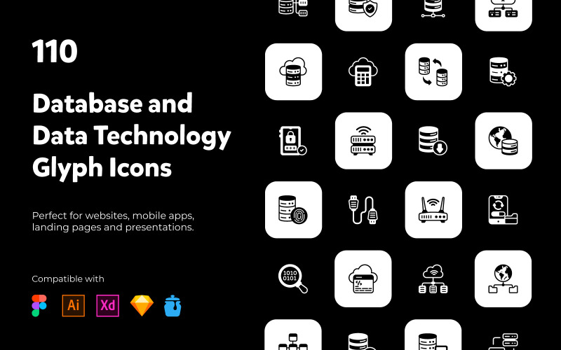 110 Database and Technology Icons Icon Set