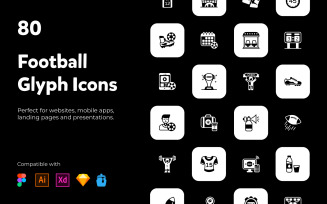 80 Football Games Glyph Icons