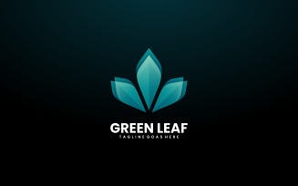 Green Leaf Gradient Logo Template
