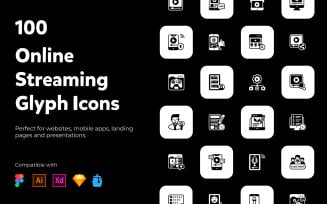 Online Streaming Glyph Icons