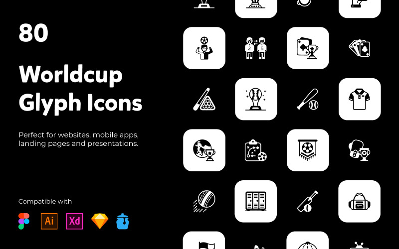 Set of World Cup Glyph Icons Icon Set
