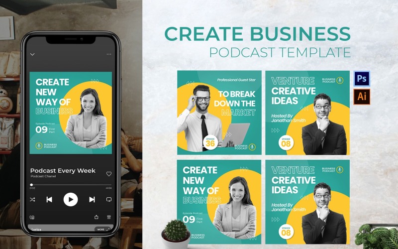 Create Business Podcast Cover Social Media