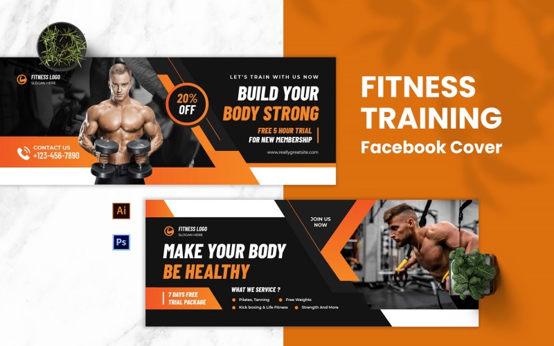 Fitness Training Facebook Cover Social Media