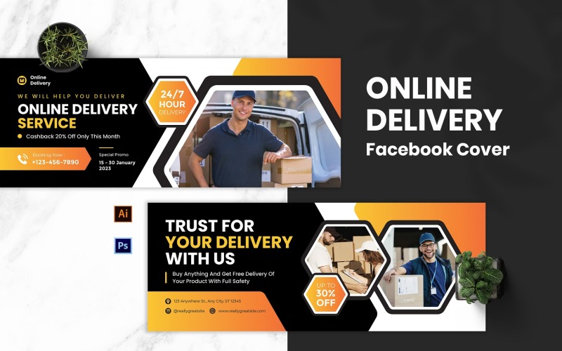 Online Delivery Facebook Cover Social Media