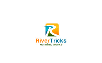 River Tricks R Letter Logo Design Template