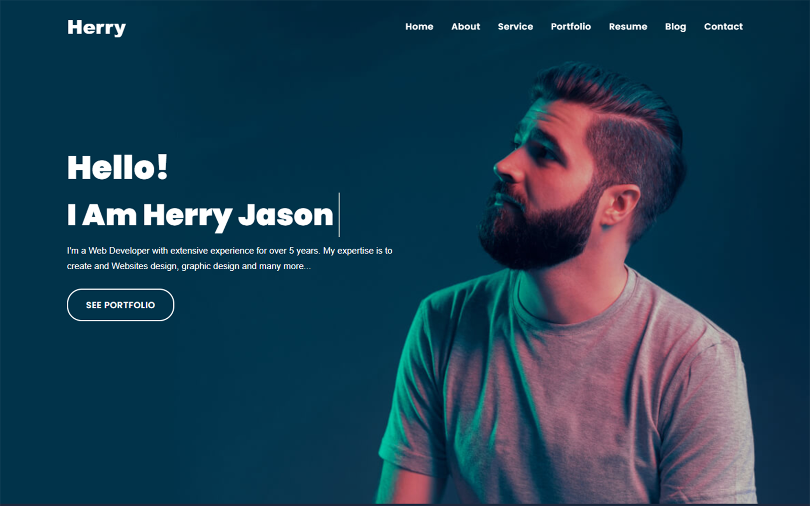 Herry Personal Portfolio HTML5 Landing Page Template