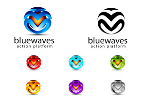 Elegant 3D Wave Logo Design Template