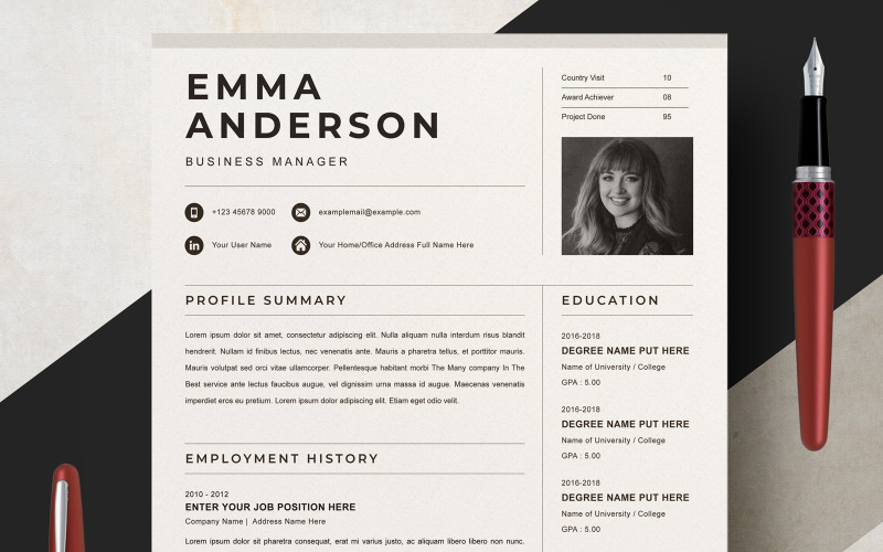 Emma Anderson / Resume CV Resume Template
