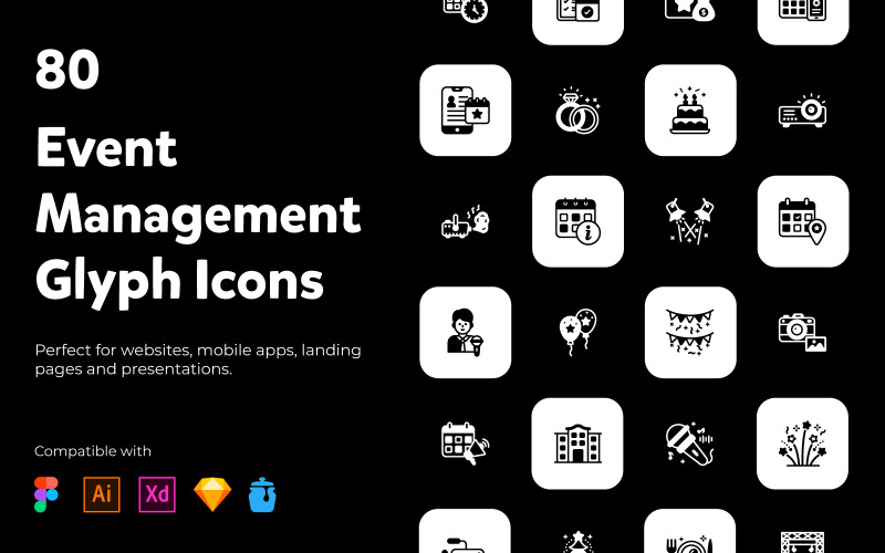 Event Management Glyph Icons Icon Set