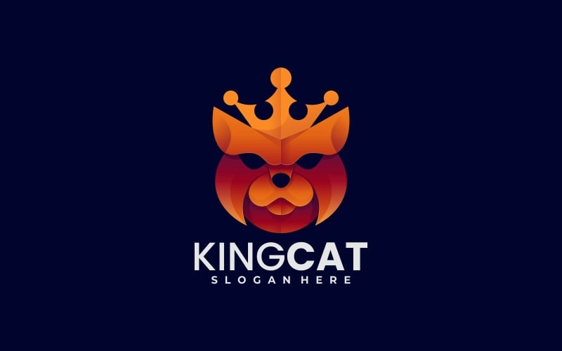 King Cat Gradient Logo Style Logo Template