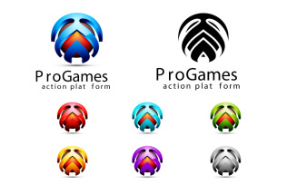 Pro Games Waves Logo Design Template