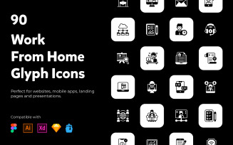 90 Solid Work From Home Icons