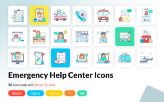 Emergency Help Center Icons Set