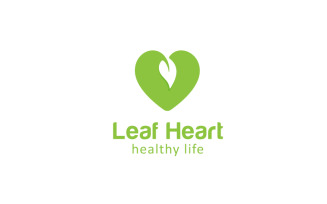 Leaf Heart Logo Design Template