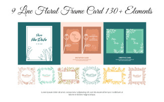 9 Line Floral Frame Card 130+ Elements