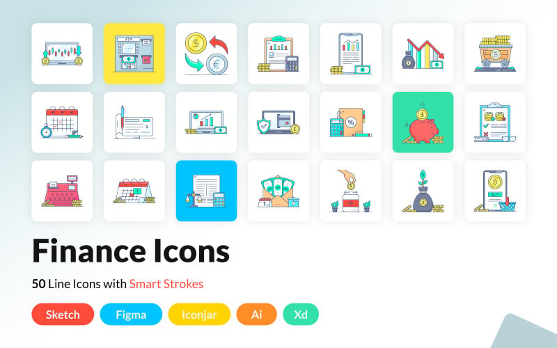 Pack of Finance Flat Icons Icon Set