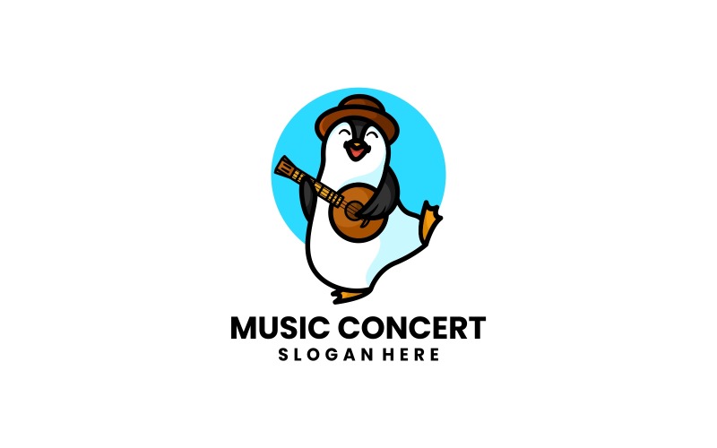 Penguin Music Concert Cartoon Logo Logo Template