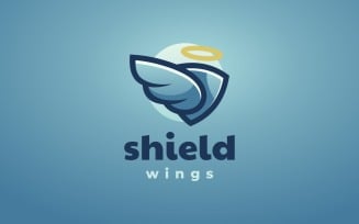 Shield Wings Simple Mascot Logo