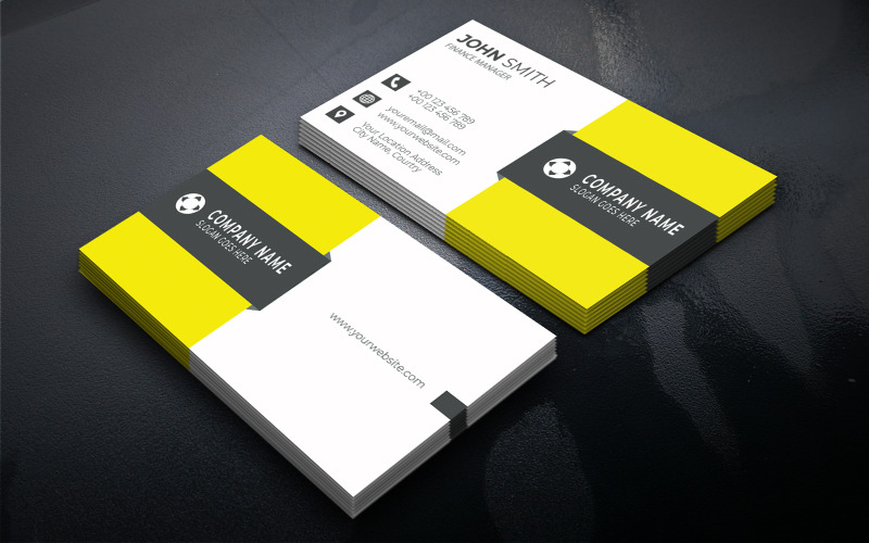 Simple Business Card Template in Four Colours Corporate Identity