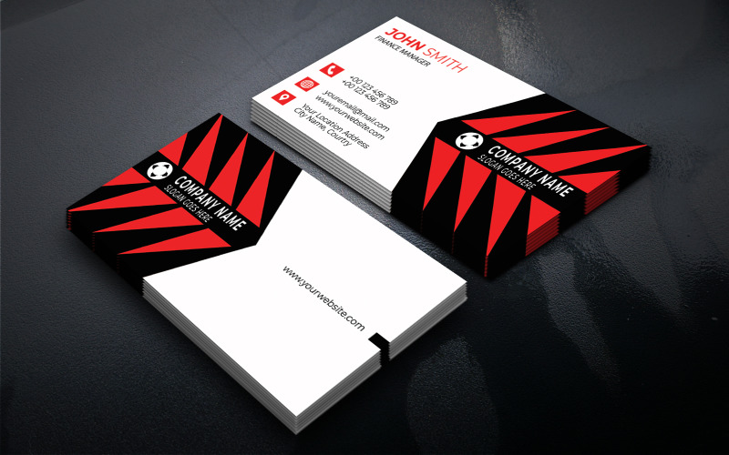 Stylish Business Card Template in Four Colours Corporate Identity