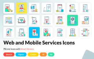Web and Mobile Services Flat Icons