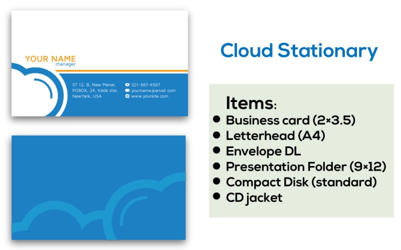 cloud Stationary Design Template Corporate Identity