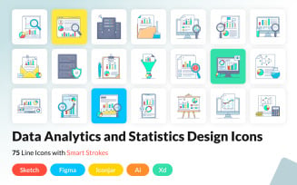 Data Analytics and Statistics Flat Icons