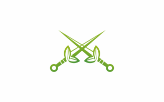 leaf green sword logo template