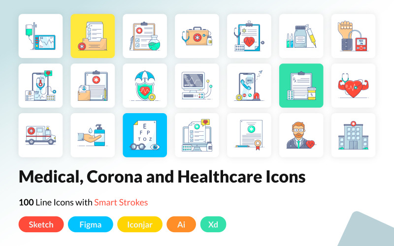 Medical and Healthcare Flat Icons Icon Set
