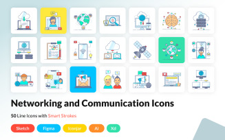Networking and Communication Flat Icons