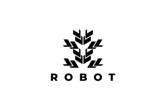 Dynamic Robot Head Abstract Logo