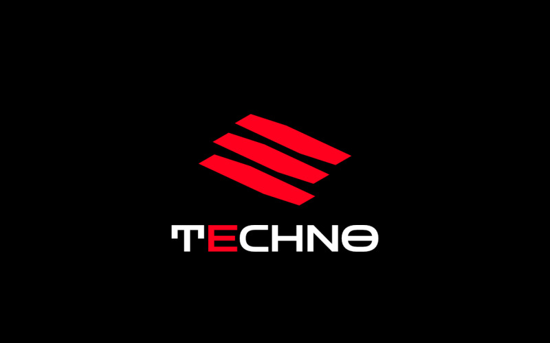 Letter E Tech Dynamic Red Logo Logo Template