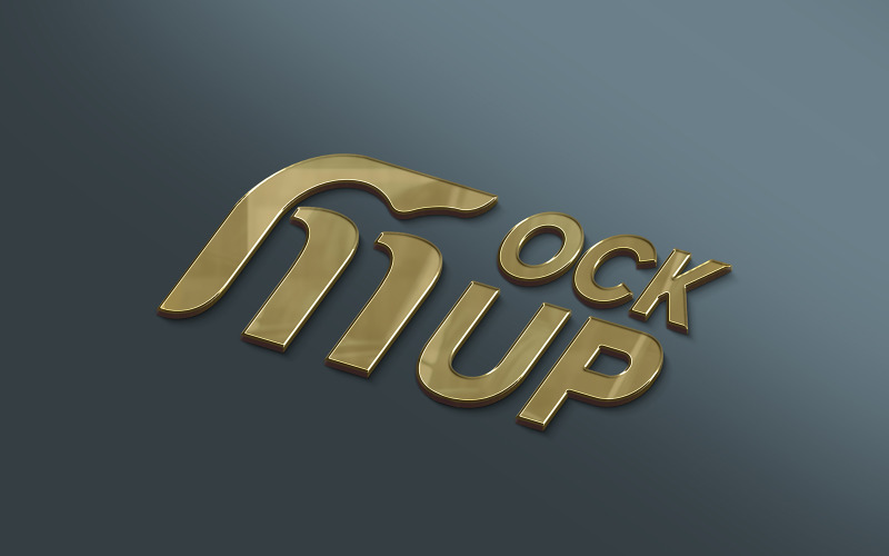 Logo Mockup Perspective on Dark Gold Product Mockup