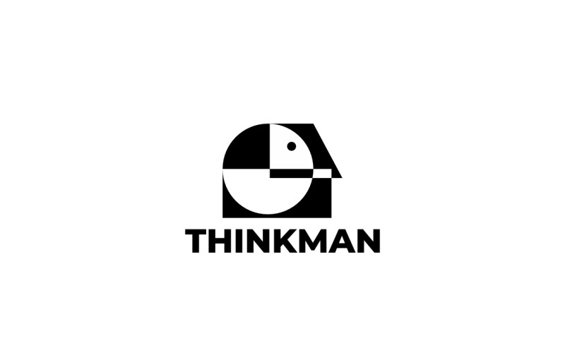 Negative Space Head Man People Logo Logo Template