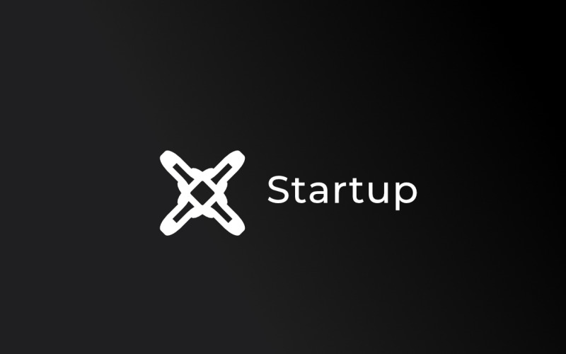 Silver X Tech Startup Gradient Logo Logo Template