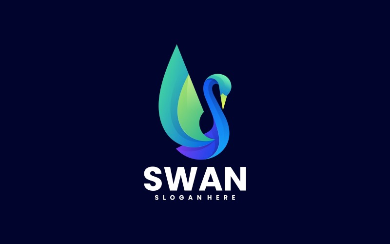 Swan Bird Gradient Color Logo Style Logo Template