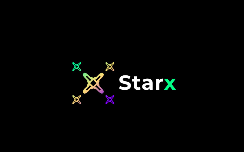 Technology Star X Gradient Logo Logo Template