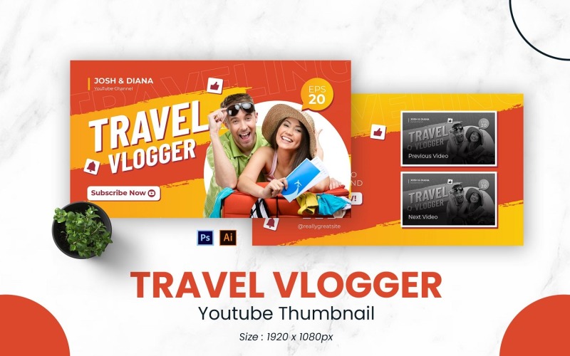 Travel Vlogger Youtube Thumbnail Social Media
