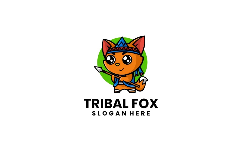 Tribal Fox Mascot Cartoon Logo Logo Template