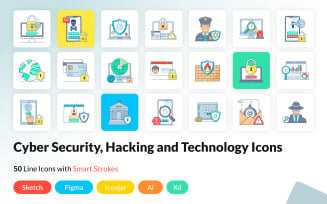 Cybersecurity and Hacking Flat Icons