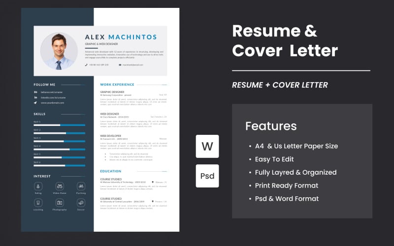 Minimal Resume And Cover Letter Resume Template