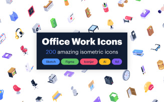 Office Supplies Isometric Icons Pack
