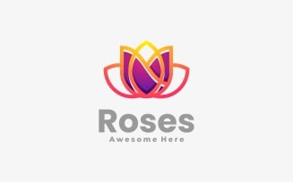 Rose Line Art Gradient Logo